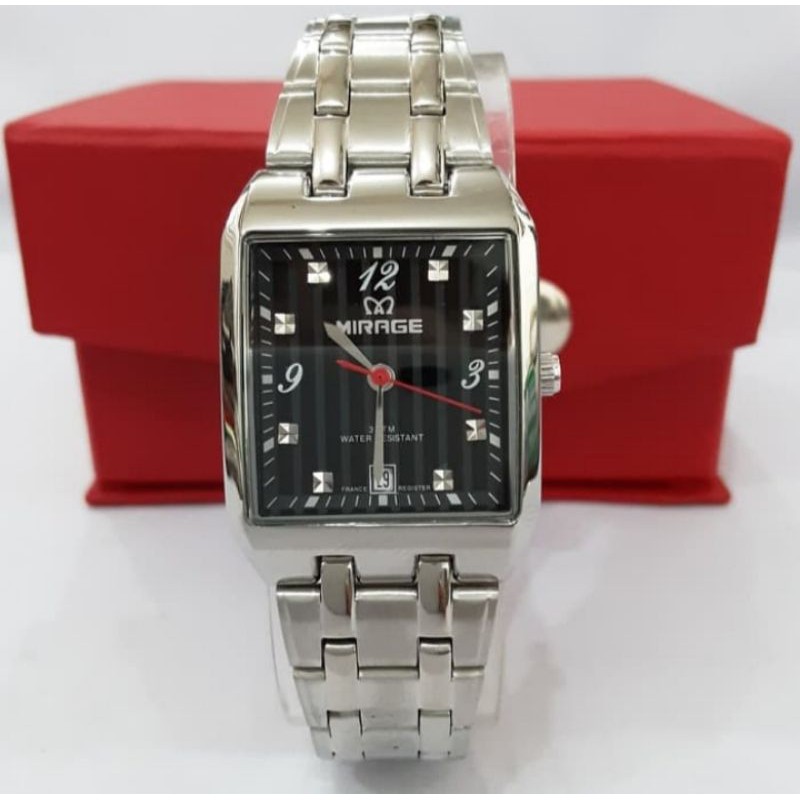 jam tangan wanita;MIRAGE M7716BSP-Msegi silver~ORIGINAL WATER RESISTANT~TGL~STAINLEES