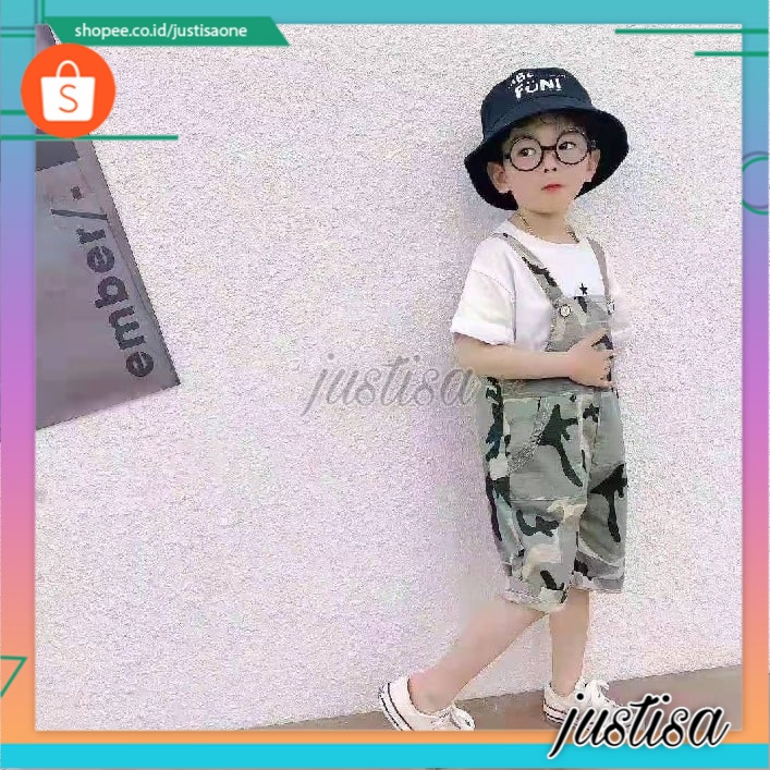 Promo !! Setelan baju anak cowok keren / Setelan overal army pattern import ukuran 2-4tahun