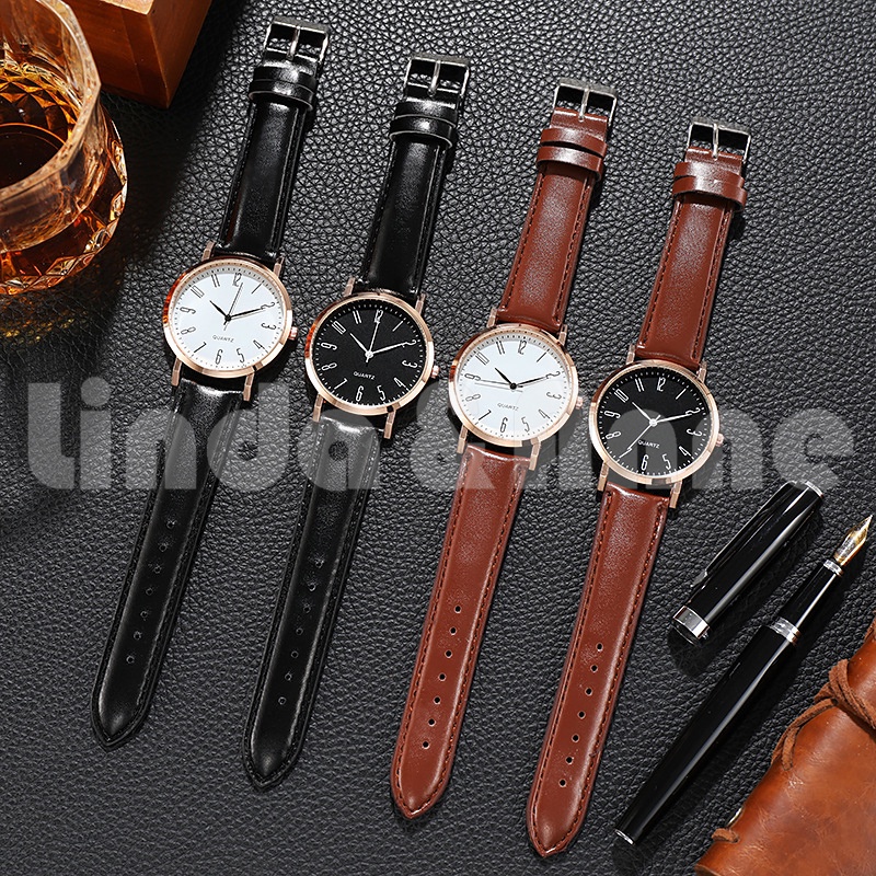 [READY] Jam Tangan Analog Pria Tali Pu Leather / Jam Tangan Pria Casual