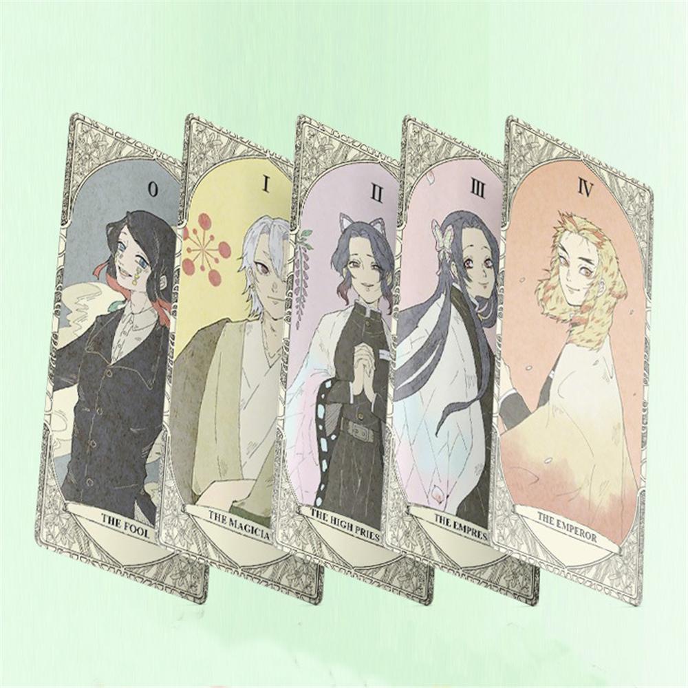 Kartu Tarot QUINTON Demon Slayer 22Pcs /set Anime Jepang Kamado Tanjirou Nezuko Motif Baru Tarot Deck