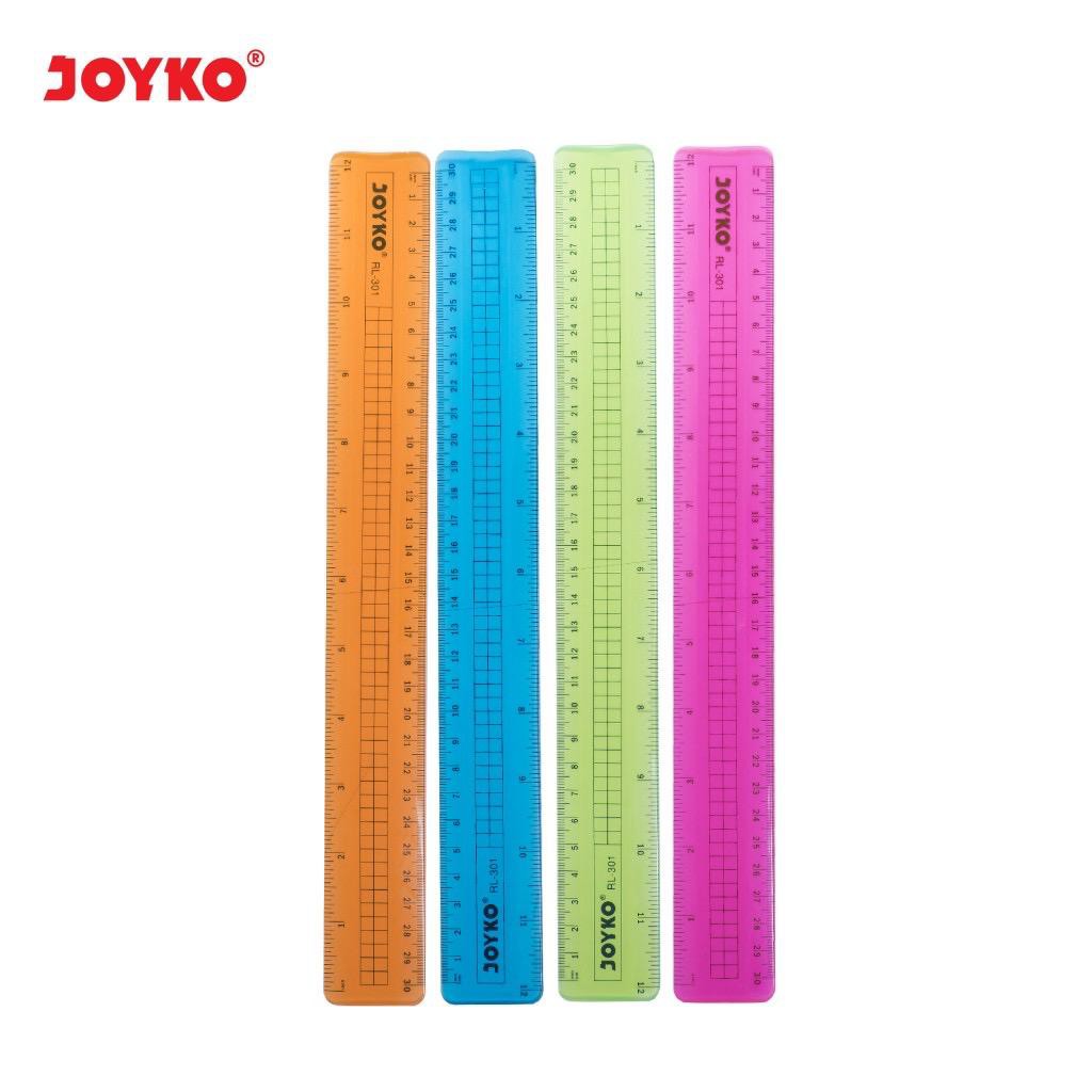 ( Ecer 1 Pc ) JOYKO - PENGGARIS LENTUR PLASTIK - GARISAN FLEXIBLE RULER 30 CM / RL 301 PINK GREEN BLUE ORANGE