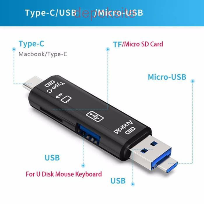 5in1 Card Reader USB 3.0 Micro USB Type C Micro SD Transfer File di HP Good QC