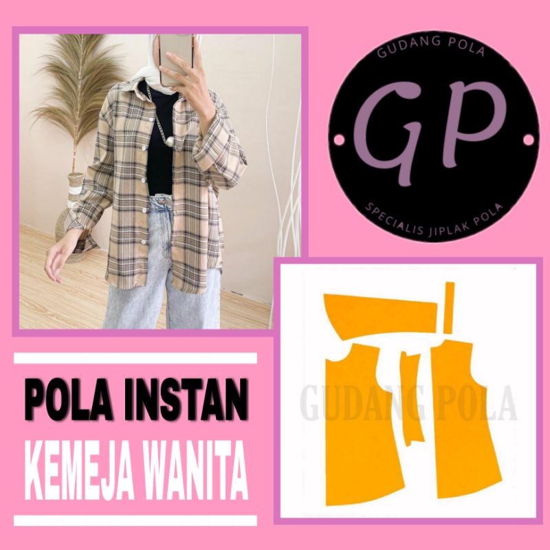 [✓COD] Pola Kemeja Wanita - Pola Jiplak Instan - Pola Baju Gudang Pola