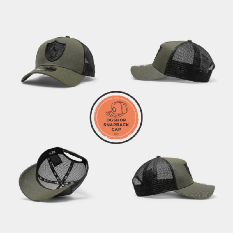 Topi baseball MLB & Topi snapback cap RAIDERS Hijau Army Jaring Hitam / Kualitas high premium / NEW 