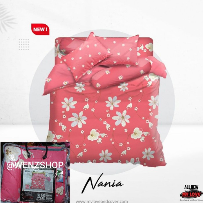 My Love Bed Cover set 180X200 King T30cm no 1 motif Nania Badcover MyLove Sprei set Betcover