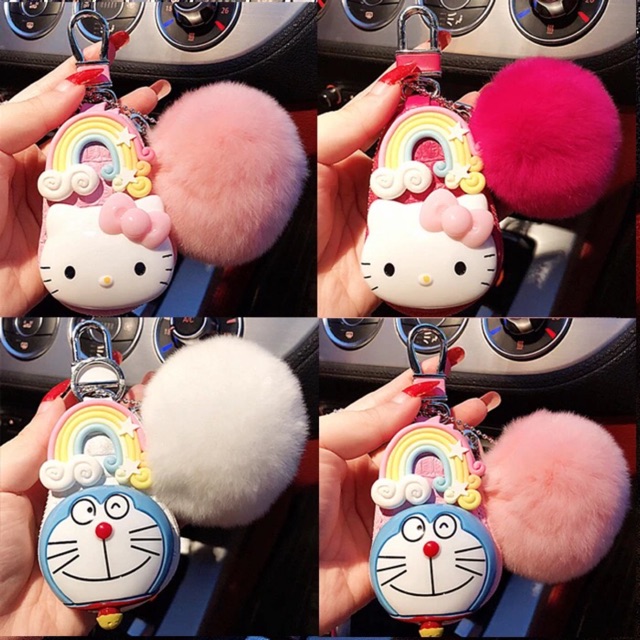 Dompet bulu cute dompet dompet hello kitty doraemon