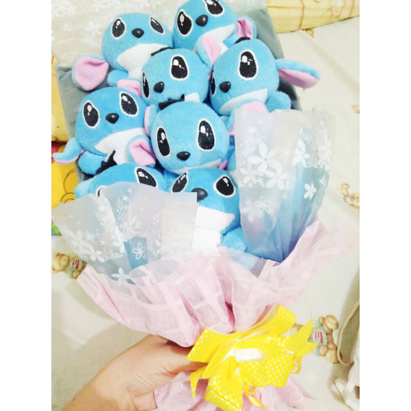 bouquet buket bunga boneka stitch murah