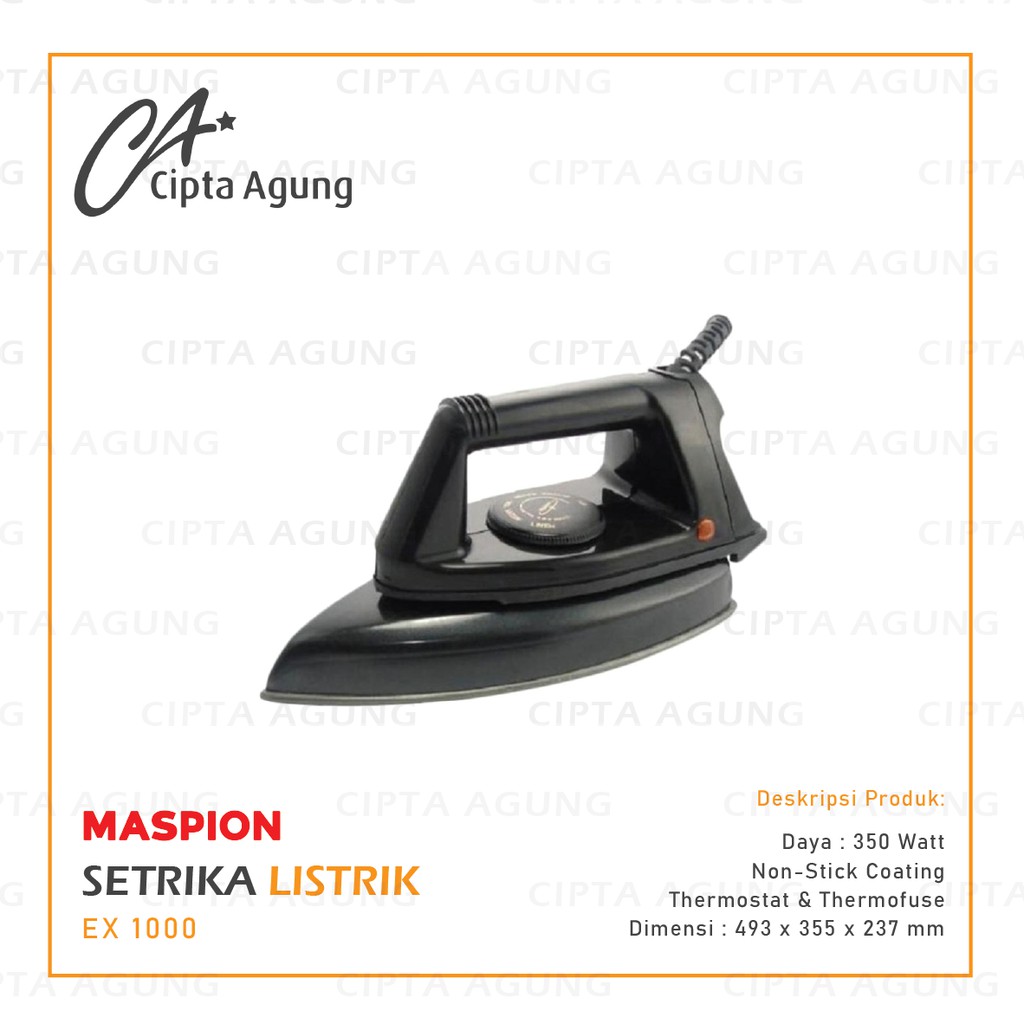 Jual Setrika Listrik Automatic Iron Maspion Ex 1000 Ex 1000 Ex1000 Indonesia Shopee Indonesia