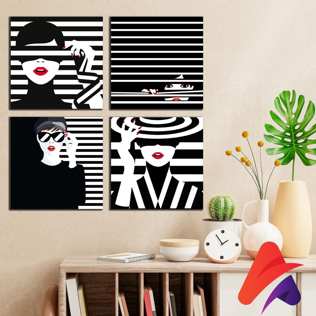 HIASAN DINDING MONOCHROME KAMAR DEKORASI RUMAH WALL DECOR UNIK SUPER MURAH ABTRAK HITAM PUTIH