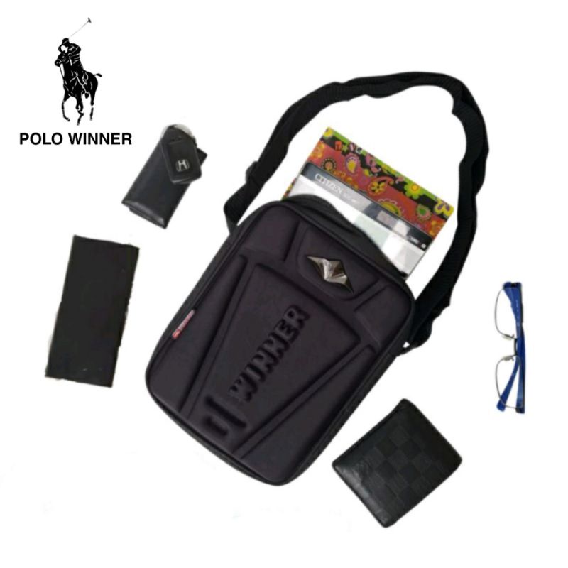 POLO WINNER Selempang Pria Batok Embos / Slempang Pria / Tas Pria / Tas Selempang Pria / Slingbag Pr