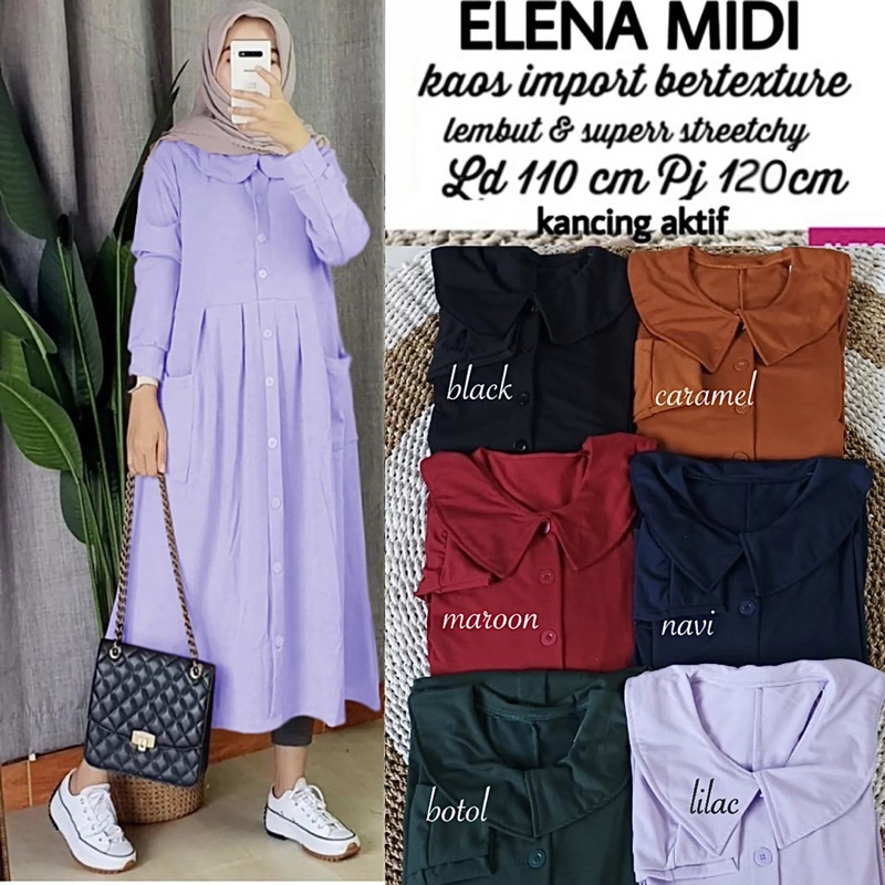 Elena Midi - Midi Dress Babyterry spandex LD 106+ Busui / 337-6809