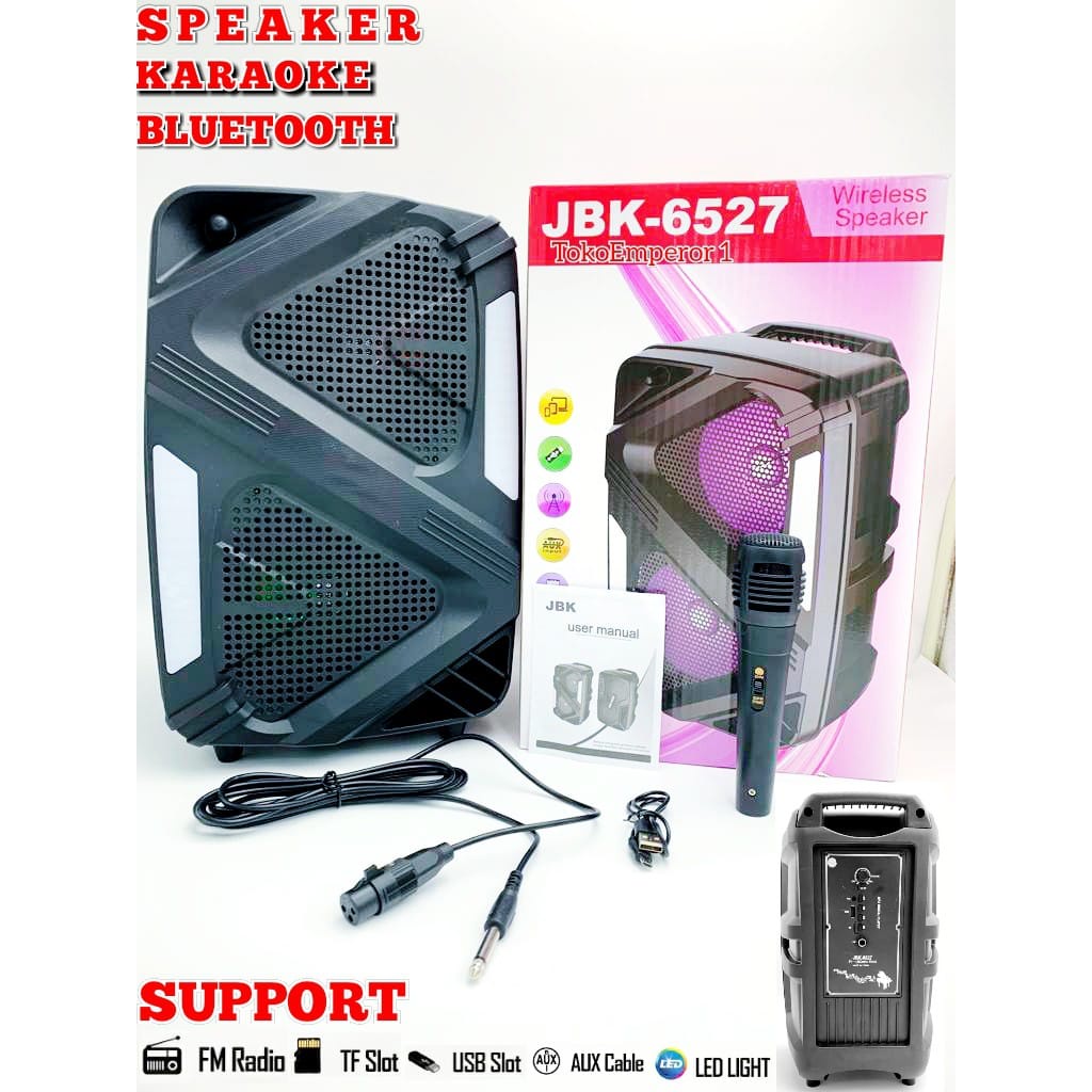 SPEAKER BLUETOOTH JBK 6527 KARAOKE LED FREE MIC EXTRA BASS