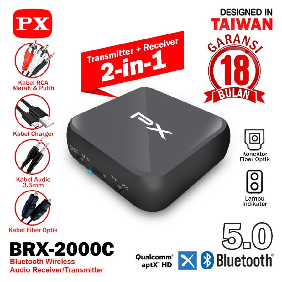 PX BRX-2000C Bluetooth Audio Wireless Receiver / Transmitter HD stereo - Garansi Resmi PX