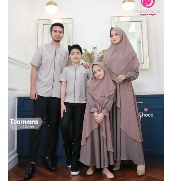 505NHA Sarimbit Tsamara Spruce eid series Fania Hijab 2022 / Gamis Tsamara / Seragam keluarga Di Bor