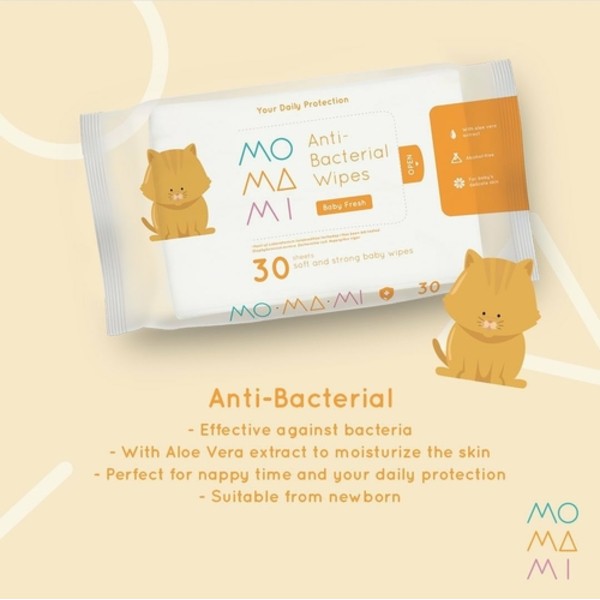 Momami Anti Bacterial Wipes isi 30