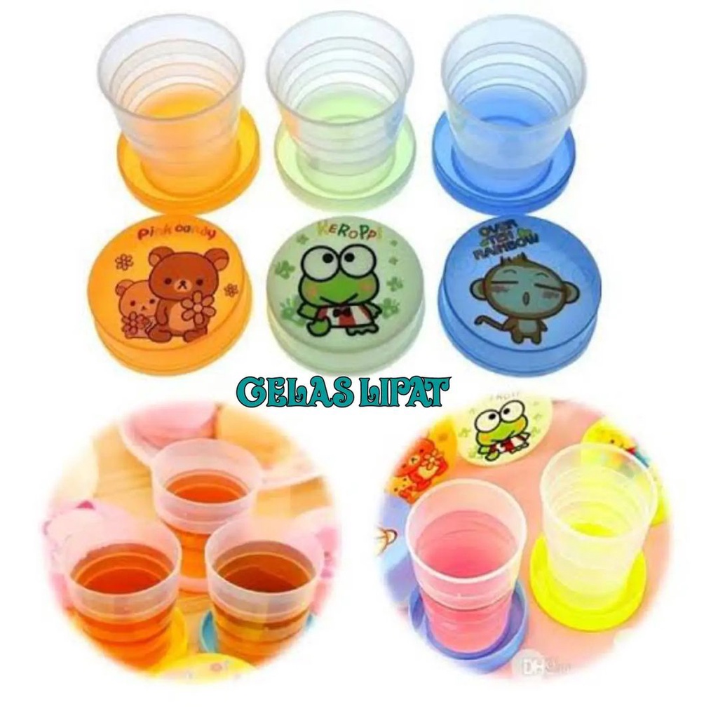 (FO)gelas lipat mini portable//cup plastik tempat minum lipat