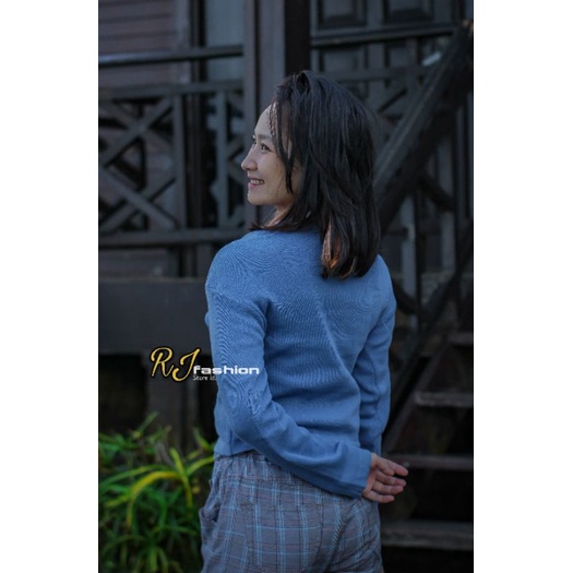 BAILEY CARDI RAJUT / ANGEL BOTON SKIRT / KARDIGAN CROP TOP-biru