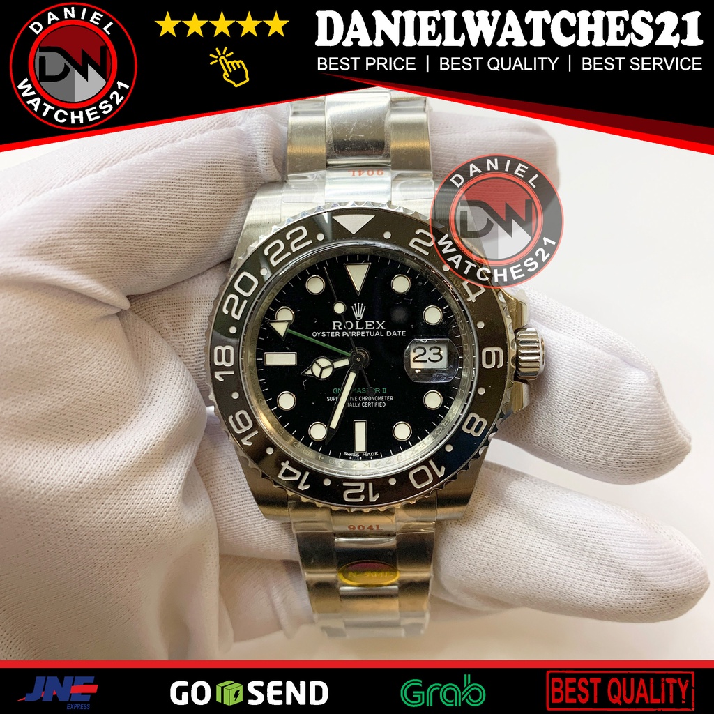 JAM TANGAN MODEL GMT MASTER II 116710LN SS 904L BLACK (NOOB V10)