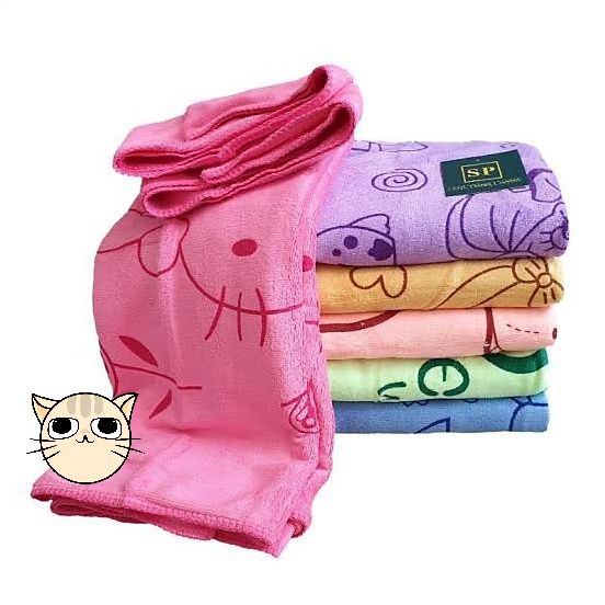 Hnduk Mandi Bayi Microfiber Ukuran 100x50 Cm - Handuk mandi Motif Karakter