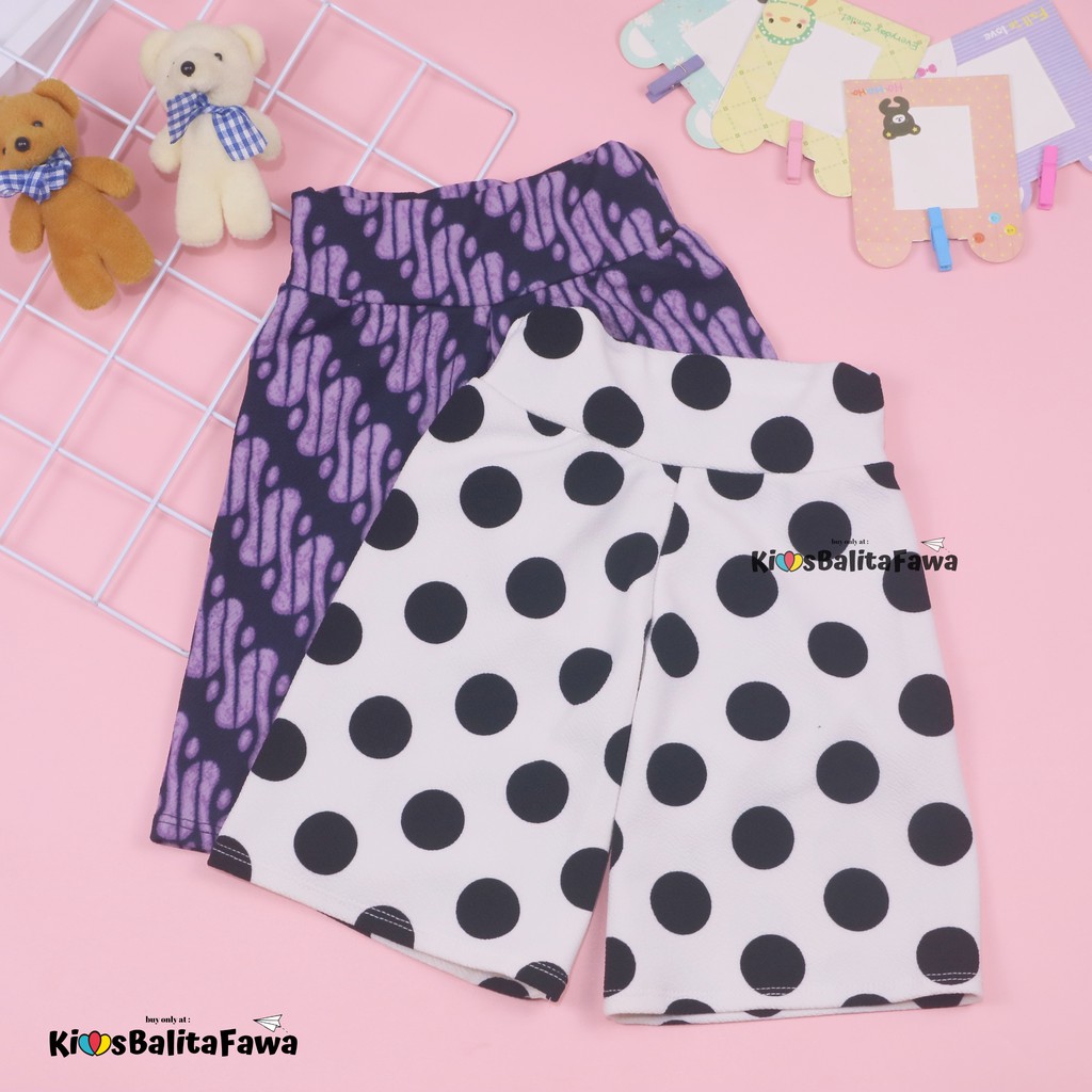 Kulot Motif Uk. 3-4 Tahun / Celana 3per4 Anak Cewek Skirt Murah Celana Pendek Pants Adem Kulot