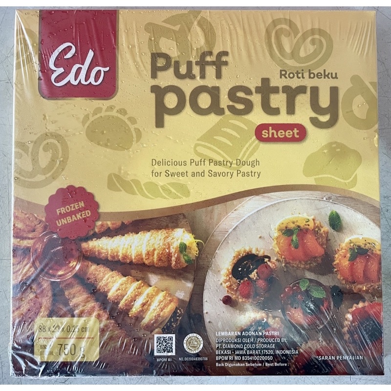 

Edo puff pastry sheet 750gr roti beku frozen