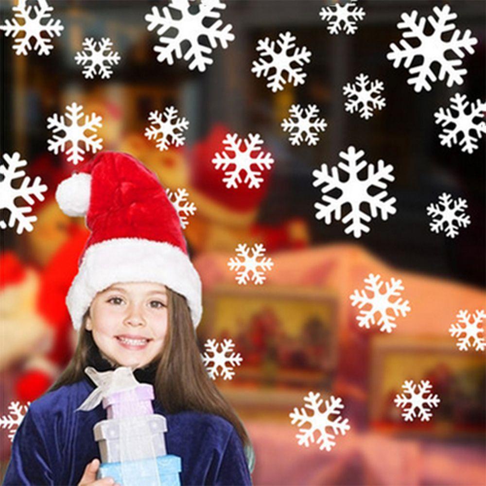Populer 27PCS Stiker Natal Putih Xmas Dekorasi Hadiah Jendela Toko Snowflake