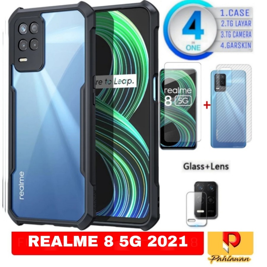 Case Realme 8 5G 2021 Shocprof Tpu Tranparan+Tg Bening+Tg Camera+Garskin
