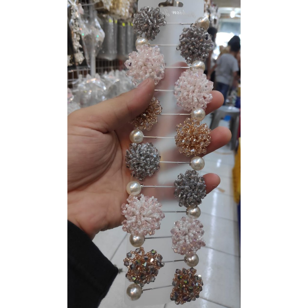 TUSPIN BUNGA MOTIF AKSESORIS MODEL MANIK PANYET  HIJAB WANITA TOKOPELANGINICER