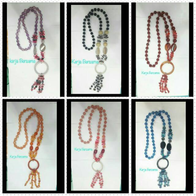 Kalung batu akik liontin bolong