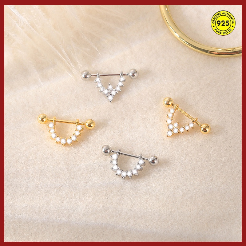 Anting Stud Removable Moissanite Bahan S925 Silver Untuk Wanita