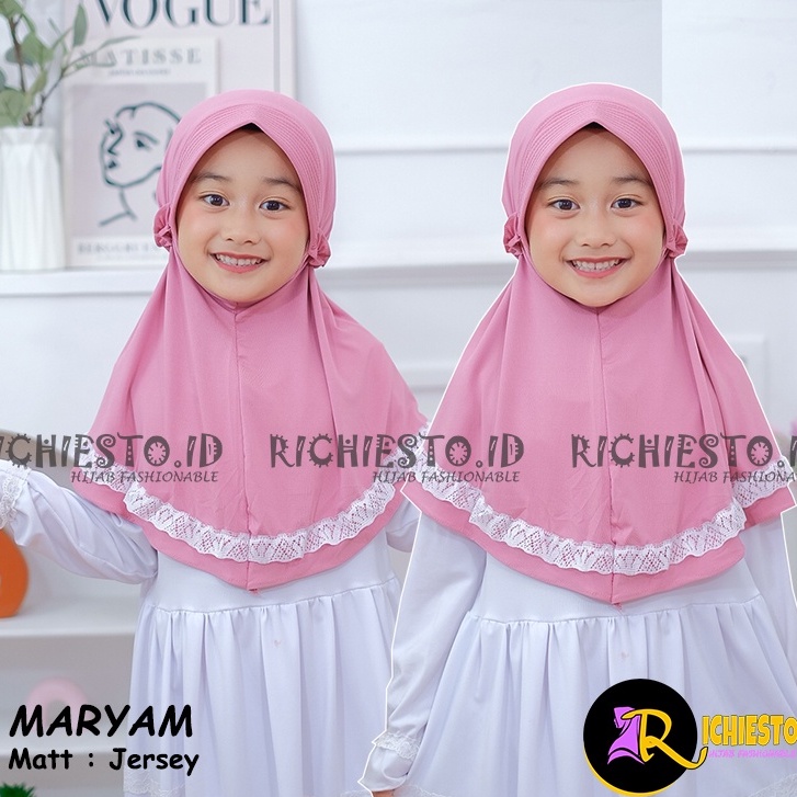 Jilbab Anak MARYAM Tali Rempel Karet Allsize 3-6 Tahun Hijab Anak Lucu