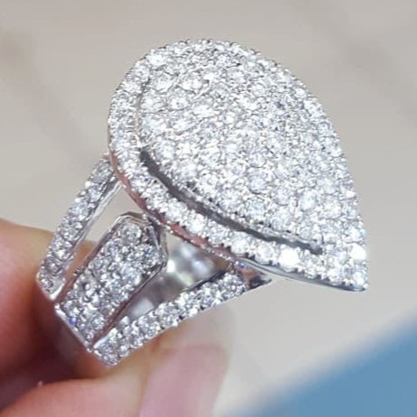 Cincin Wanita Kawin Nikah Original Emas Gold 18k Berlian Diamond Eropa Putih Asli DK1558