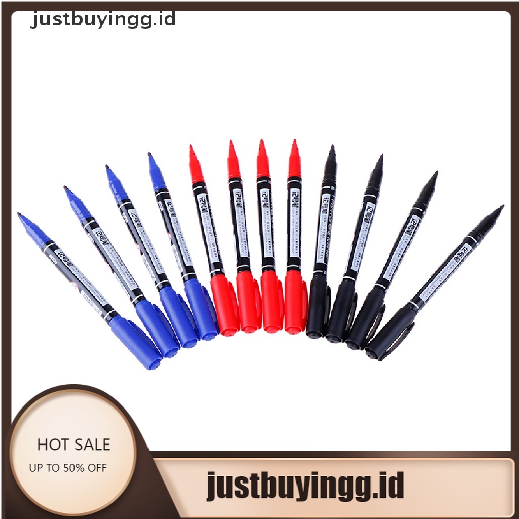 (Justbuyingg.Id) 3pcs Spidol Papan Sirkuit Pcb Ujung Ganda Anti Etching Warna Merah / Hitam / Biru