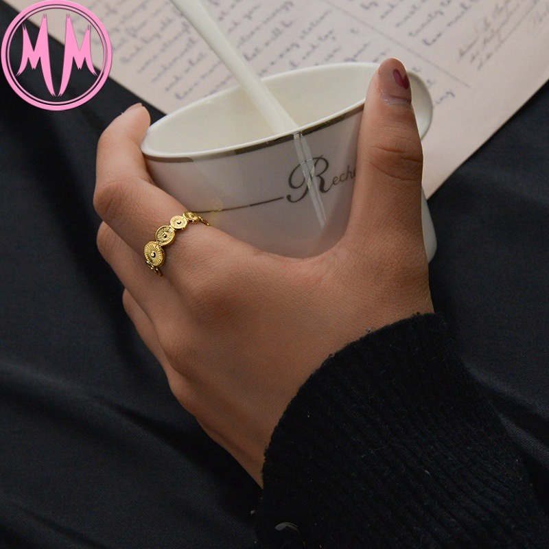 MORYMOSHI Cincin Wanita Ring Gold Titanium Stainless Anti Karat Anti Luntur Fashion Korea