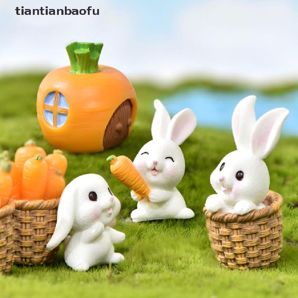 [tiantianbaofu] Mini Rabbit Easter Decor Hare Animal Figurine Resin Craft Bunny Garden Ornaments Boutique