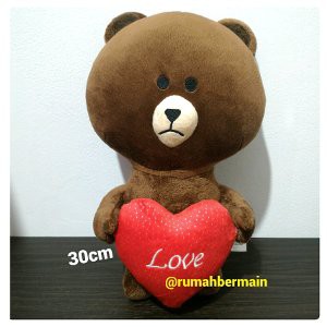 Boneka Line Brown Hati Love 30cm Brownie Dolls Hadiah Kado Valentine Diskon