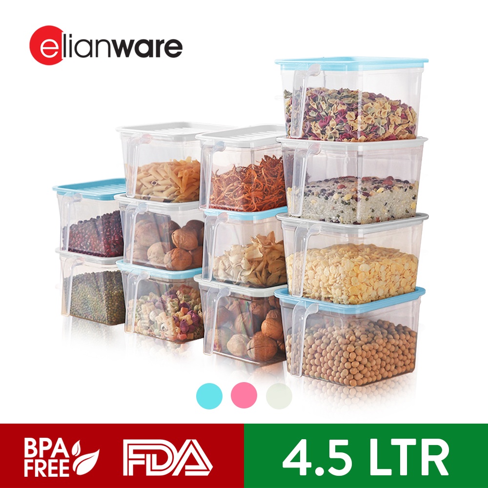 Elianware Food Container Storage Stackable with Handle 3,3L & 4,5L E-716 E-717
