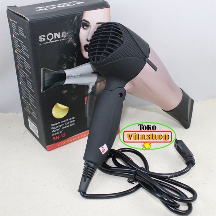 HAIR DRYER SONAR SN-12 LIPAT PENGERING RAMBUT MURAH 1500 WATT ORIGINAL