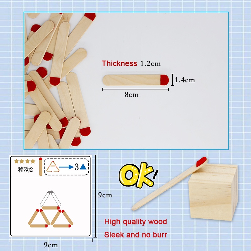 Anak Berpikir Logis Kayu Stik Puzzle Mainan Anak Tk Montessori Matematika Edukasi Dini Geometris Mainan