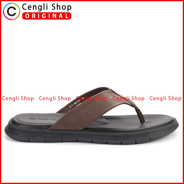 ANDREW SANDAL JEPIT PRIA TERBARU ORIGINAL CASUAL KULIT COKLAT ANM11