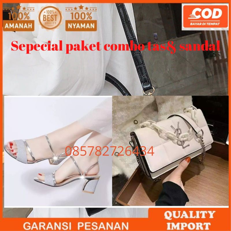 [[ free dus box ]] paket combo Tas &amp;sandal wedges wanita realpic