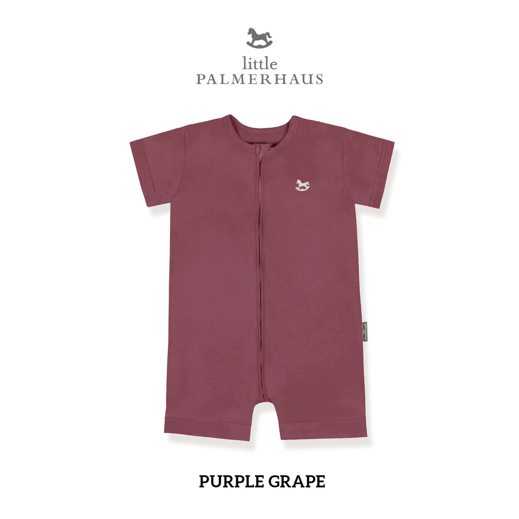 Little Palmerhaus Zippy Playsuit  Baju Pakaian Harian Bayi Bodysuit Jumpsuit Jumsuit Jamsuit Jamper Jumper Romper Zipper Lengan Pendek Buka Kaki Anak Bayi Laki Laki Perempuan Cowok Cewek New Born Baru Lahir 0 6 12 24 Bulan Palmerhouse-Purple Grape