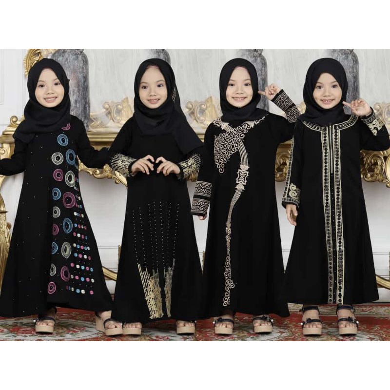 Banat Abaya Exclusive Gamis Arab Saudi Hitam Bordir Turki Umroh Turkey Anak ( Geser Untuk Melihat Mo