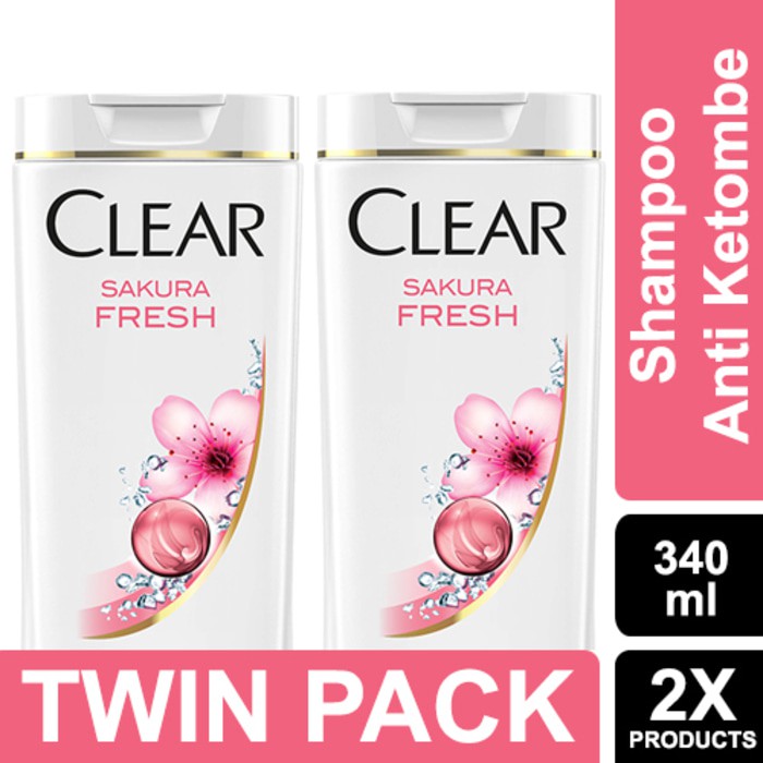 Clear Shampoo Anti Ketombe Sakura Fresh 340ml Twin Pack Unilever