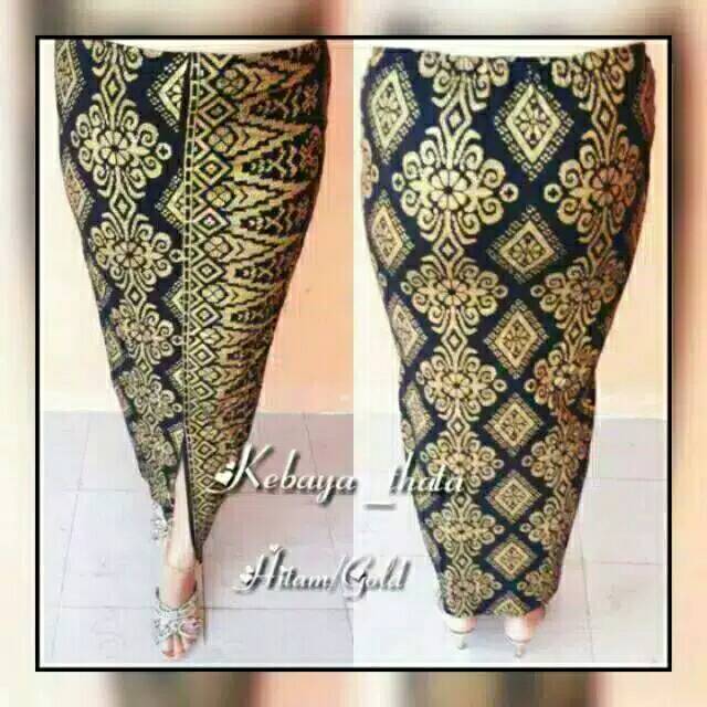 Rok Prada Wajik Batik Hitam Gold Bawahan Kebaya Cantik Seragam Motif Songket Asmat