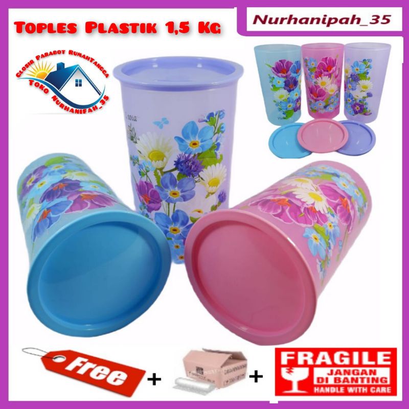 Keler Toples Kue Makanan Besar 1,5 kg Toples Plastik