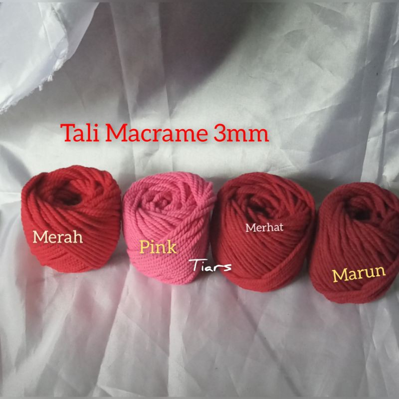 3mm: Tali katun macrame1/warna tajam/100gr
