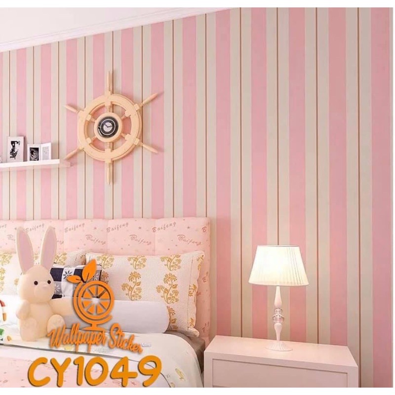 Jual Wallpaper Dinding Motif Garis Pink Putih Indonesia Shopee Indonesia