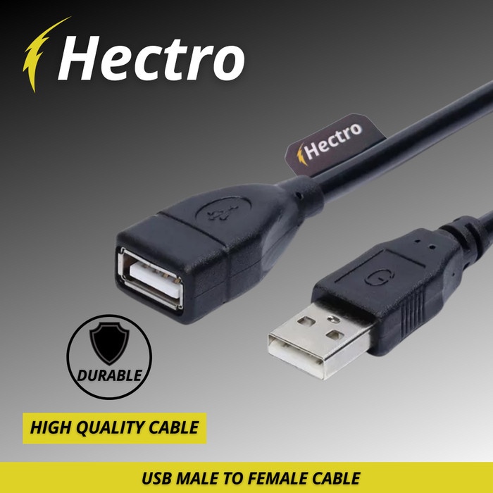 HECTRO KABEL USB MALE FEMALE HITAM / PERPANJANGAN USB / USB EXTENDER