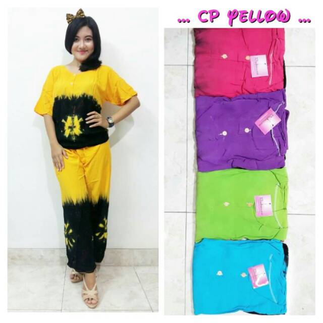 Setelan cp yellow grosir baju  tidur murah wanita  Shopee  